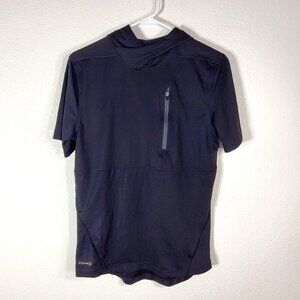 Russell Mens Small Black Training Fit Hoodie Short Sleeve With Zipper Pocket